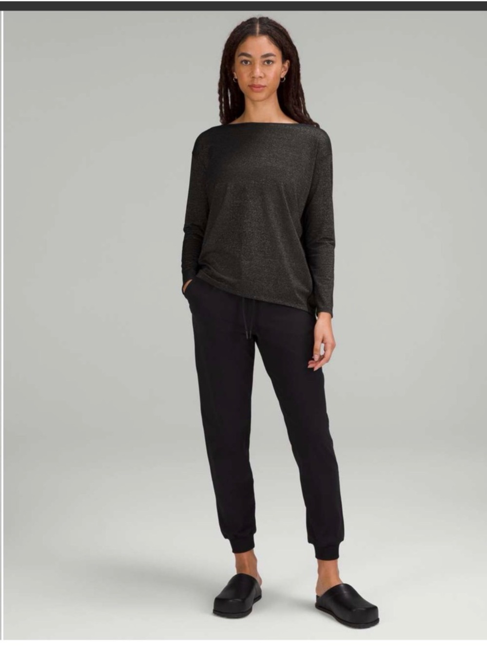 2 for $30: Lululemon grey metallic sparkle back in action long sleeve shirt /